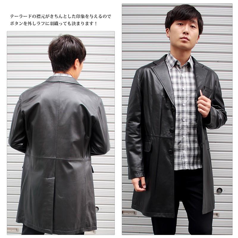 レザーコート メンズ 本革 ラム革レザーコート ハーフコート テーラー
