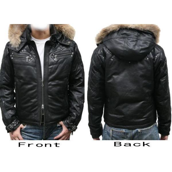革ジャン メンズ レザージャケット 本革 中綿ジャケット ブラック 黒
