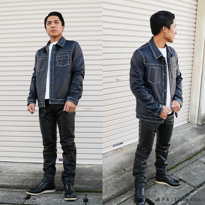 レザージャケット メンズ 馬革 Gジャンタイプ 本革 ブラック M/L/LL/3L