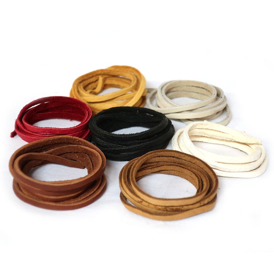 メール便可 鹿革 紐 レザー 革ひも 革紐 細紐 ディアスキン 3mm