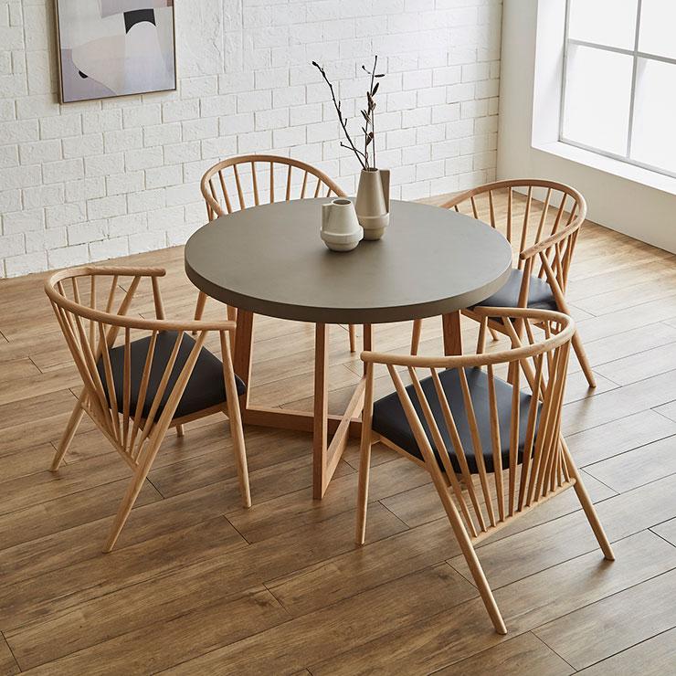 KAGUCOCO ダイニングテーブルセット 4人 丸 ダイニングテーブル 5点