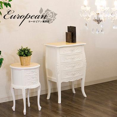 チェスト 4段 ヨーロピアン 木製 アンティーク風 猫脚 ネコ脚 姫家具