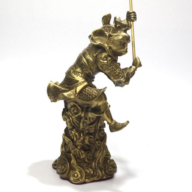 孫悟空 置物 銅製 特大サイズ高さ約23cm 筋斗雲 如意棒 西遊記 斉