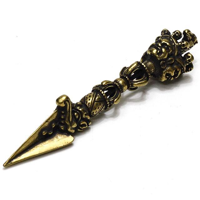 独鈷杵 プルパ 金剛杭 五鈷杵一体型独鈷杵 仏具 法具 長さ約9．5cm