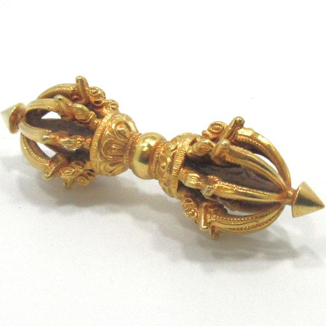 バジュラ 九鈷杵 金剛杵 密教法具 長さ約11．7cm 銅に金鍍金