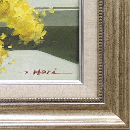 絵画 油絵 ミモザ （堀哲夫） 【肉筆】【油絵】【花】【6号】 : 掛け軸