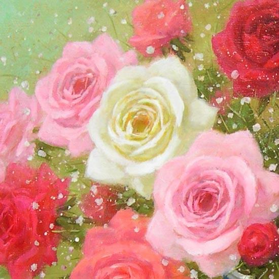 絵画 油絵 ばら F20号 （日野皖） 【肉筆】【油絵】【花】【大型絵画