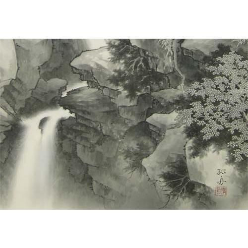 掛け軸 水墨山水 (武藤孤舟) ※即納※ 【掛軸】【一間床・半間床】【山水