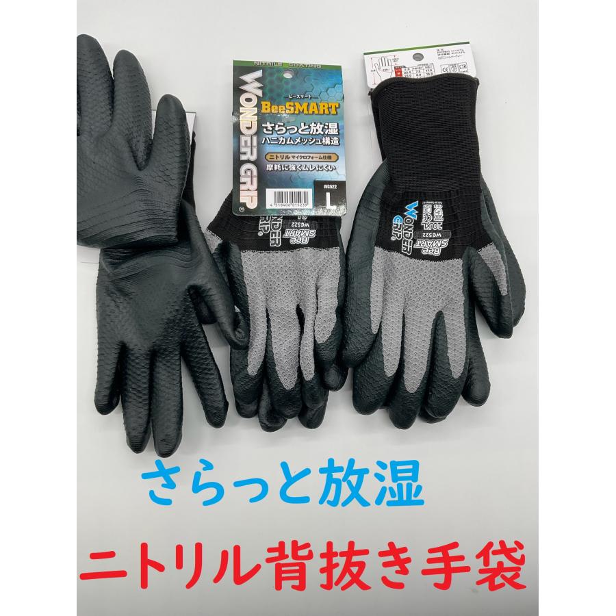 2双まで送料200円 超特価品 ニトリル背抜き手袋 M、L、XL ワンダー