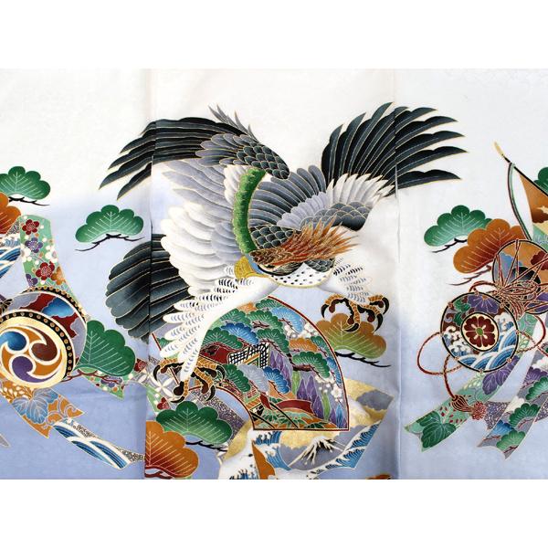 お宮参り 産着 男の子 白 鷹 着物 長襦袢 セット 一つ身 掛着 古典