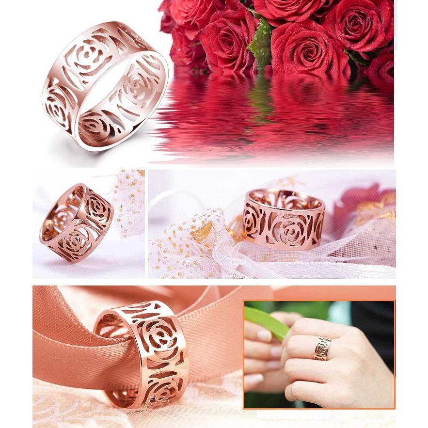 指輪 リング ピンクゴールド チタン お花 フラワー ローズ バラ 薔薇