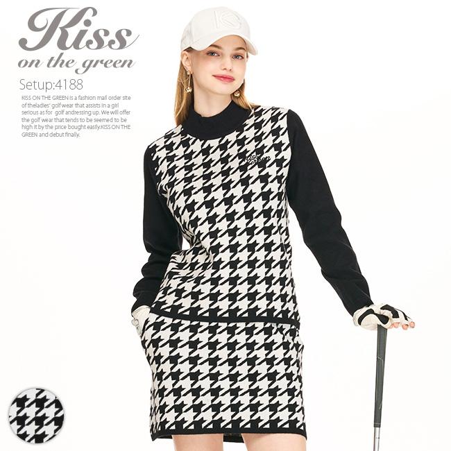 KISS ON THE GREEN（キスオンザグリーン） 千鳥格子柄ジャガードニット