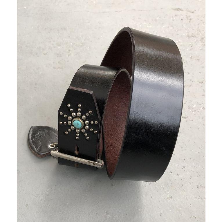 HTC エンドオンリー スタッズベルト ブラック ターコイズ 1.75インチ