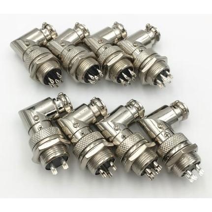 1ペアGX16 90°アングルL字 XLR16mm 2ピン メタルコネクターオスプラグ