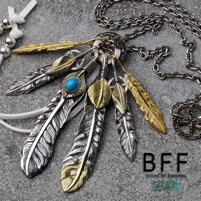 BFF ブランド フェザーネックレス メンズ シルバー925 ゴールド