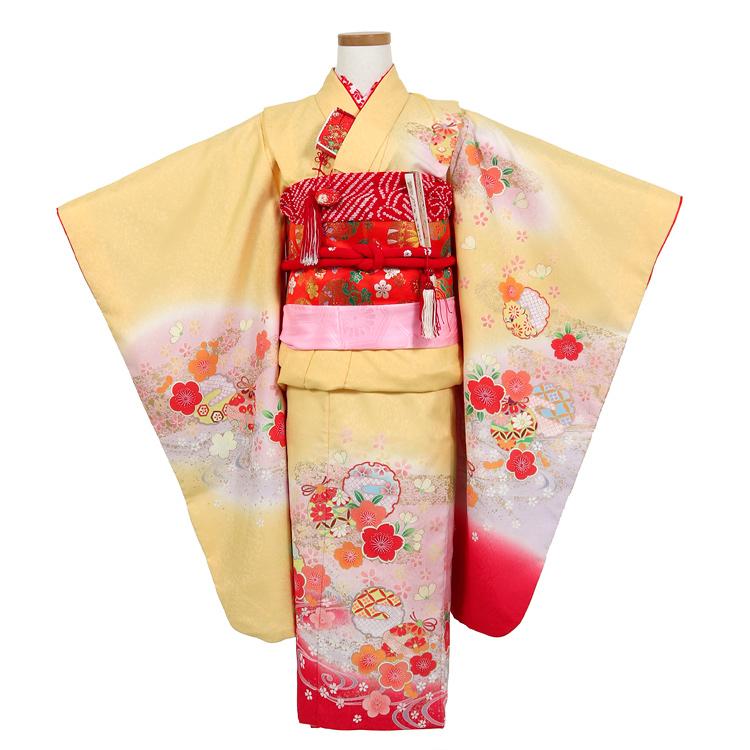 七五三 着物 7歳 レンタル フルセット 女の子 箱迫セット 黄色 七歳
