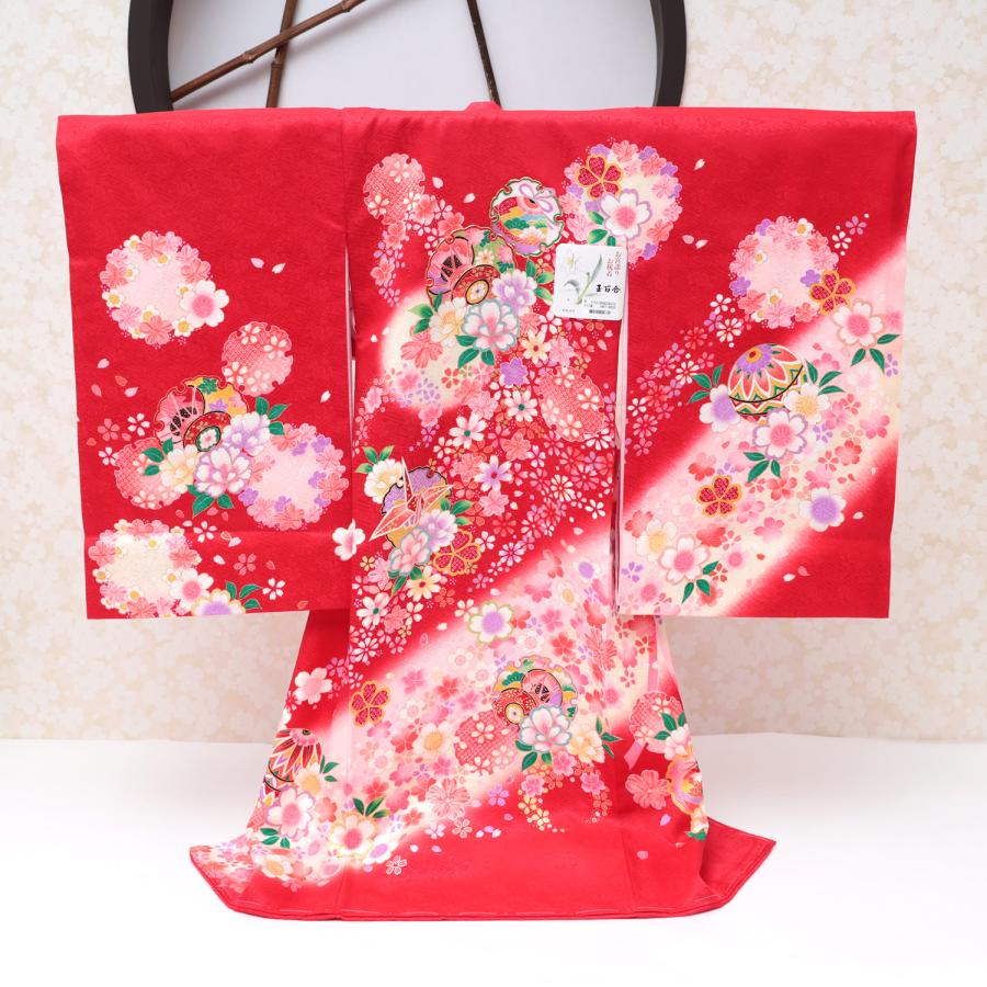 お宮参り 着物 産着 赤ちゃん 女 女の子 女児 初着 祝い着 赤 桜鼓