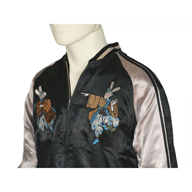 花旅楽団 刺繍 リバーシブル スカジャン 月に兎 蓮に金魚 Lサイズ 花旅