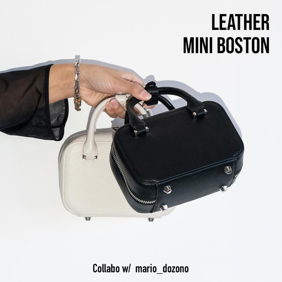 本革ミニボストンバッグ、ショルダー兼用。軽量牛革。mario_dozono