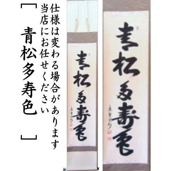 茶道具 掛軸 掛け軸 一行 青松多寿色又は一期一会又は松樹千年翠