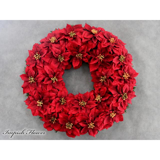 クリスマスリース 玄関 60cm ポインセチア 大きい 特大 豪華 おしゃれ
