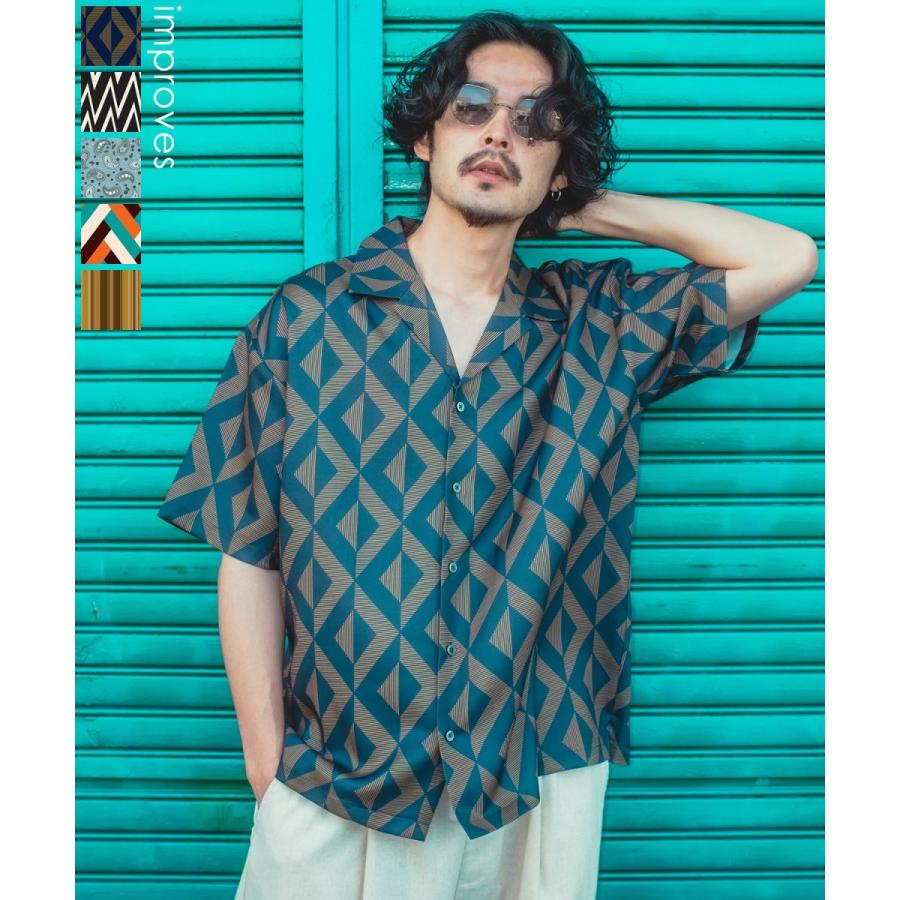 improves（インプローブス） 総柄 半袖 オープンカラーシャツ メンズ
