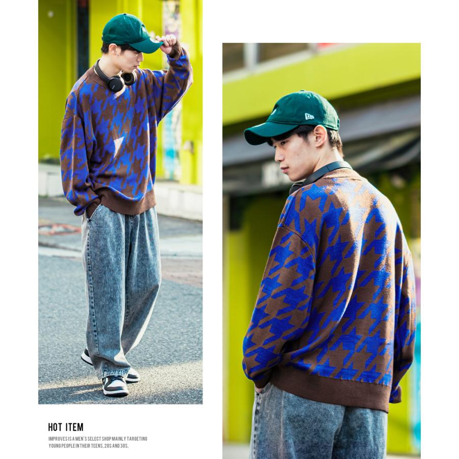 improves（インプローブス） ニットセーター メンズ クルーネック 千鳥