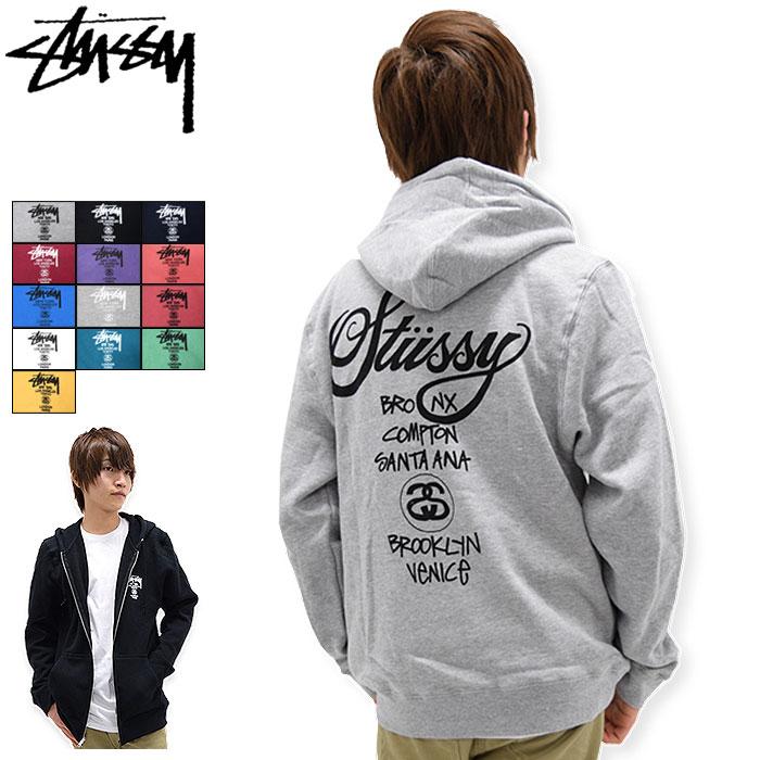 STUSSY（ステューシー） パーカー ジップアップ World Tour ( stussy
