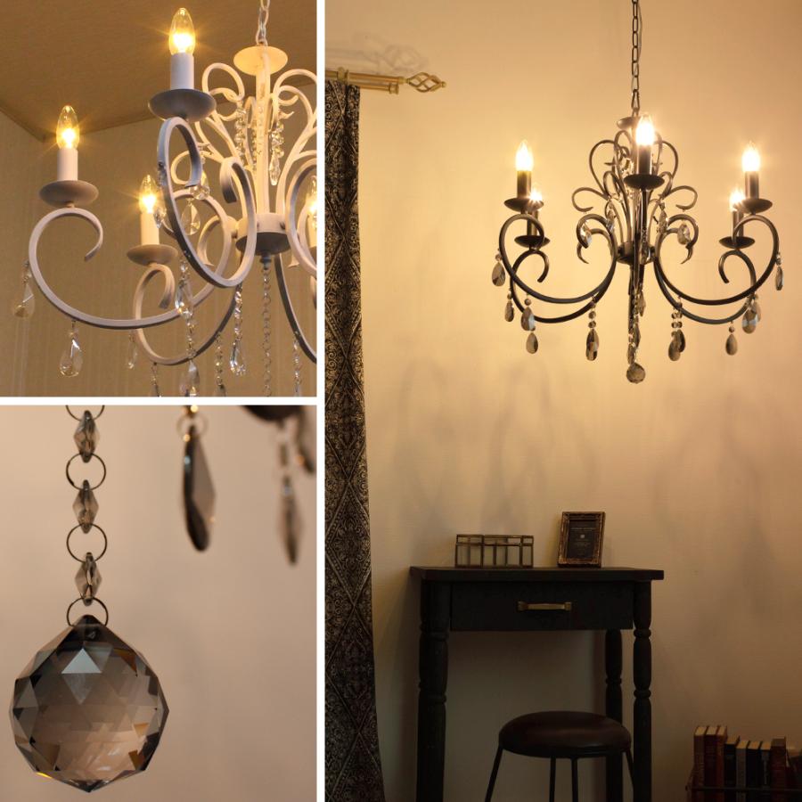 シャンデリア 照明 おしゃれ アンティーク LED 電球付き 黒 アイアン