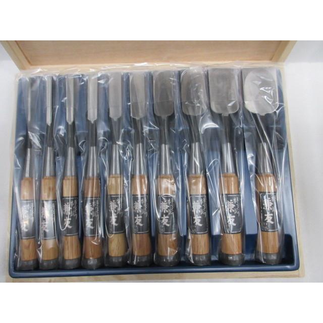 兼友 別誂 追入 のみ 手づくり本鍛 鑿 10本組 謹製木箱入 ノミ 大工