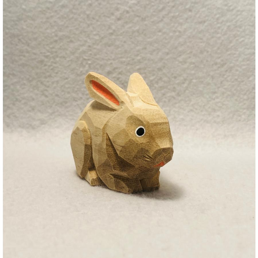 干支 置物 卯 小うさぎ、兎 松本明慶工房作 木製 楠 干支福 2023