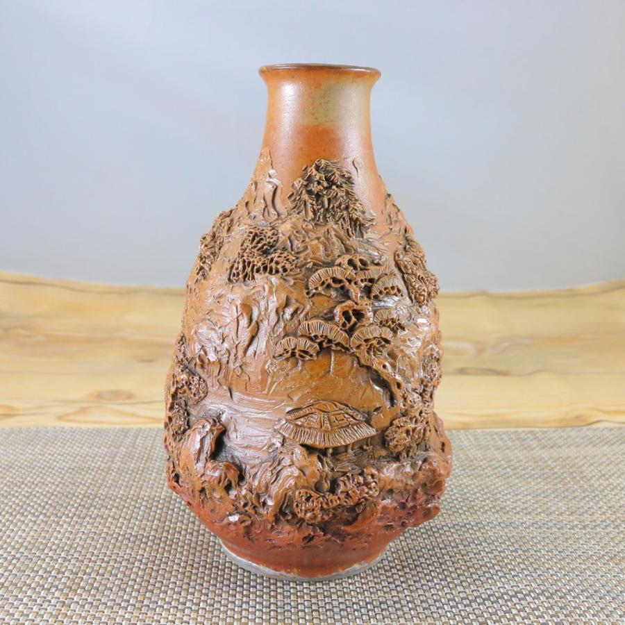 酒器 有田焼 伊万里焼 道園窯（古賀純次作）山水彫徳利 木箱付｜和食器