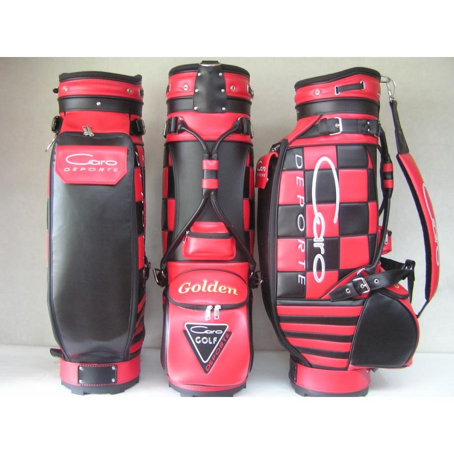 CARO(キャロ)キャディバッグ ニュースタッフ ゴールデン チェッカー黒