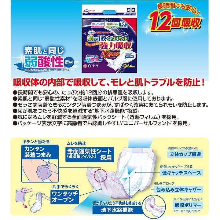 サルバ 大人用紙おむつ 白十字 サルバ朝まで1枚ぐっすりパッド 強力