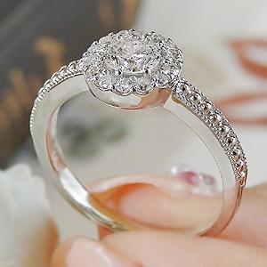 pt900 「0.53ct」 フラワーモチーフ ダイヤモンド リング ジュエリー
