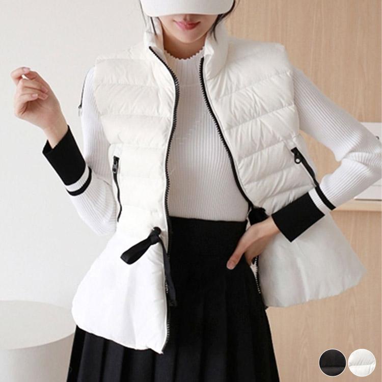 ゴルフウェア レディース 韓国 ダウンベスト フレア かわいい