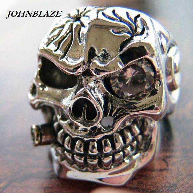 超ド迫力のスカルリング ギャングスター ジルコニア石 シルバー925製