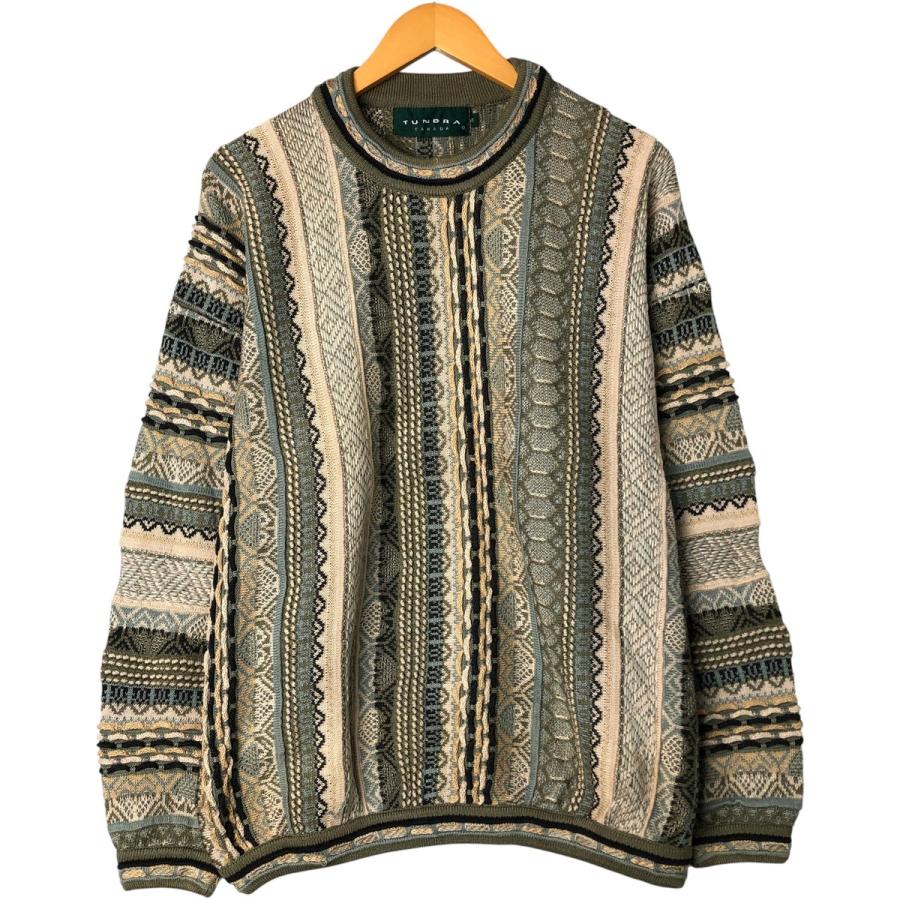 古着 80~90年代 ツンドラ TUNDRA 総柄 3Dニットセーター カナダ製