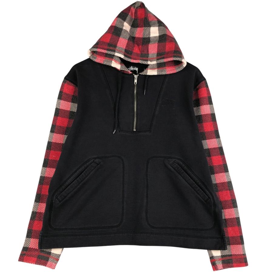 STUSSY（ステューシー） 古着 チェック柄 スウェットハーフジップ