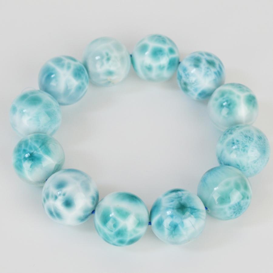 ラリマーブレスレット 大玉 19mm up AAAAA 鑑別書付 濃い亀模様