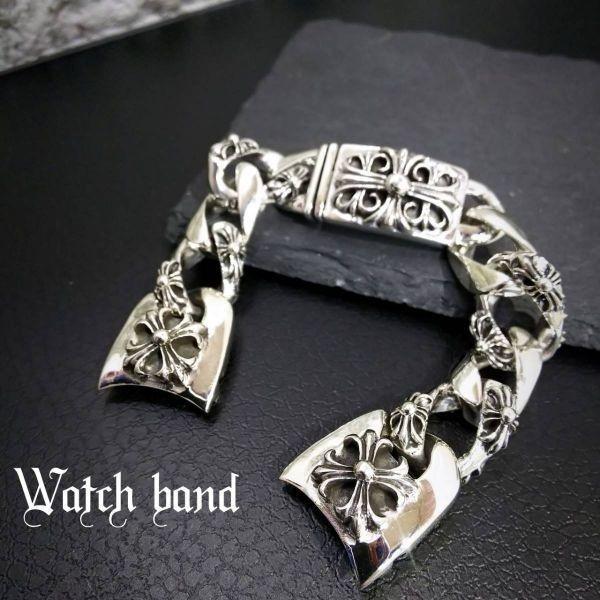 シルバー 925 フローラルクロス ウォッチ ブレスレット ベルト バンド