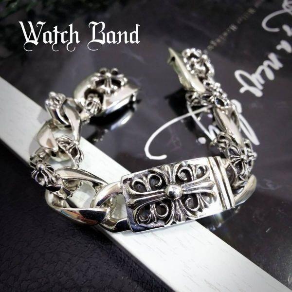 シルバー 925 フローラルクロス ウォッチ ブレスレット ベルト バンド