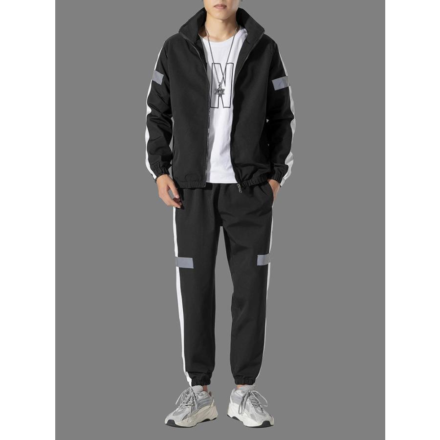 セットアップ メンズ 秋服 春物 ジップアップ パーカー ジャージ 文字