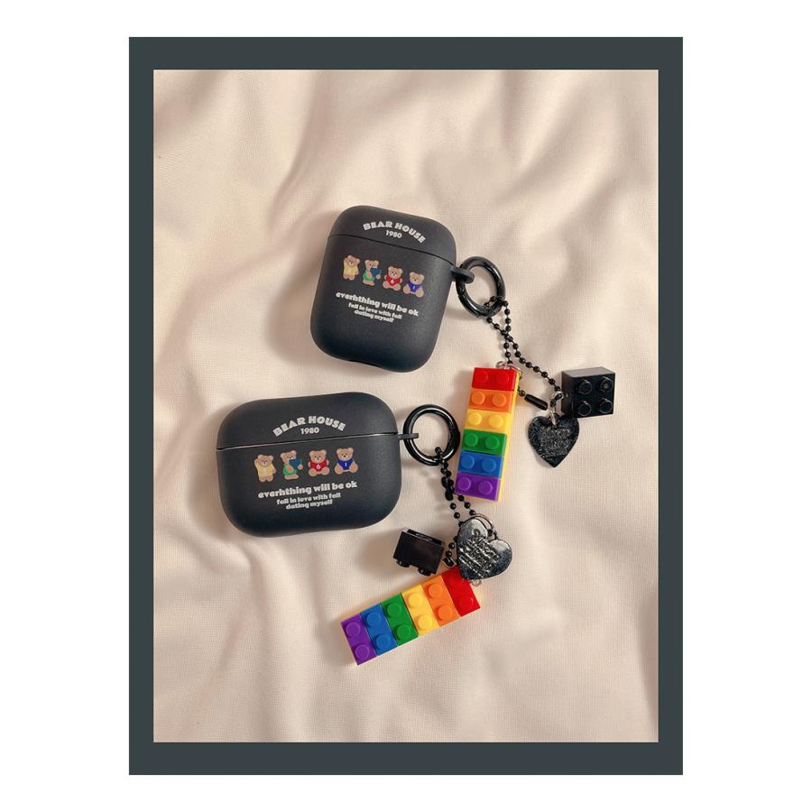 airpods proケース airpods 熊 黒 第三世代 ストラップ付 AirPods Pro