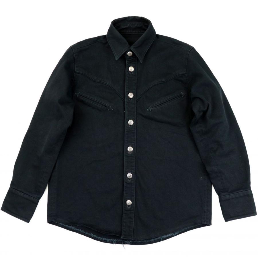 クロムハーツ ブラックデニムウエスタンシャツ メンズ 黒 S ポケット