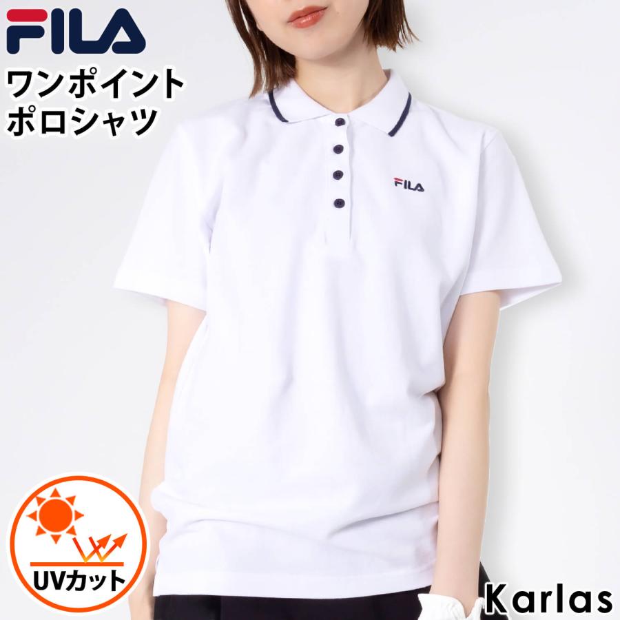 FILA（フィラ） ポロシャツ レディース 半袖 綿 無地 ゴルフウェア