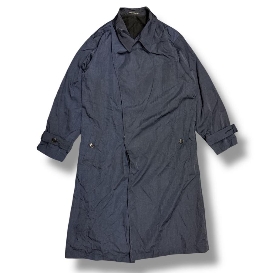Yohji Yamamoto POUR HOMME 24AW NYLON TWILL NAVY ASYMMETRY COAT