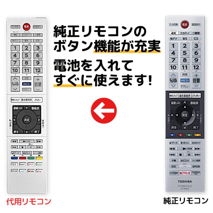 REMOSTA（リモスタ） 互換品 東芝 レグザ テレビ リモコン CT-90483