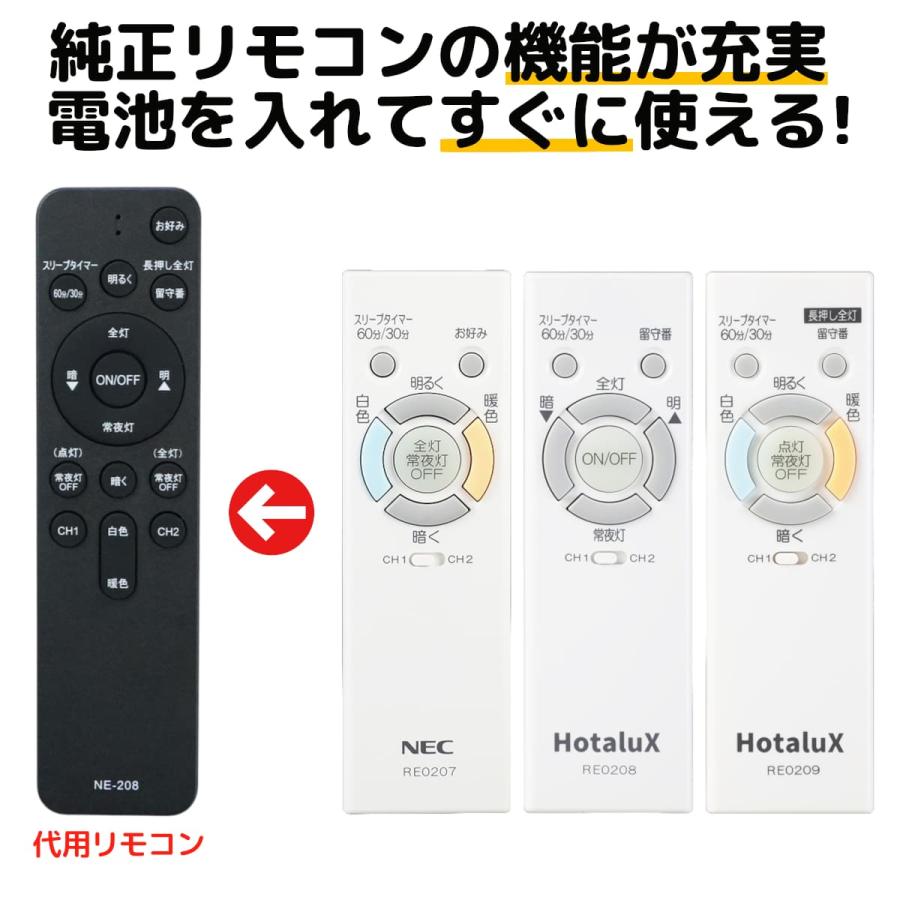 互換 NEC ホタルクス リモコン RE0207 RE0208 RE0209 LEDシーリング