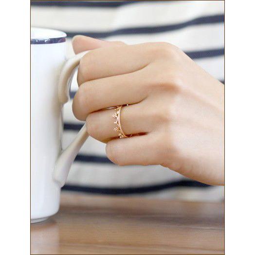 K10ゴールド天然ダイヤモンドのクラウンリング : ナチュラルジュエリー